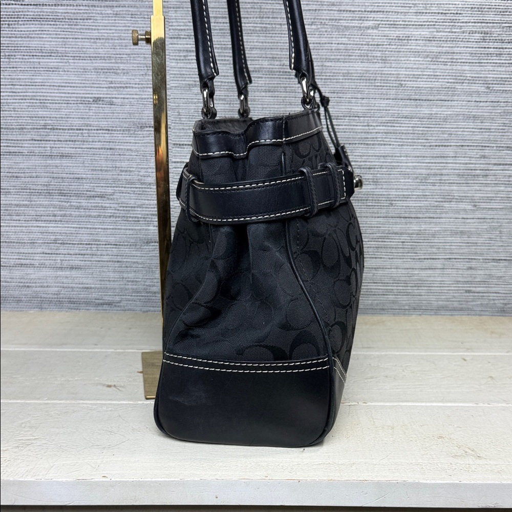 Coach Hamilton Black Signature Canvas Satchel - Picture 6 of 14